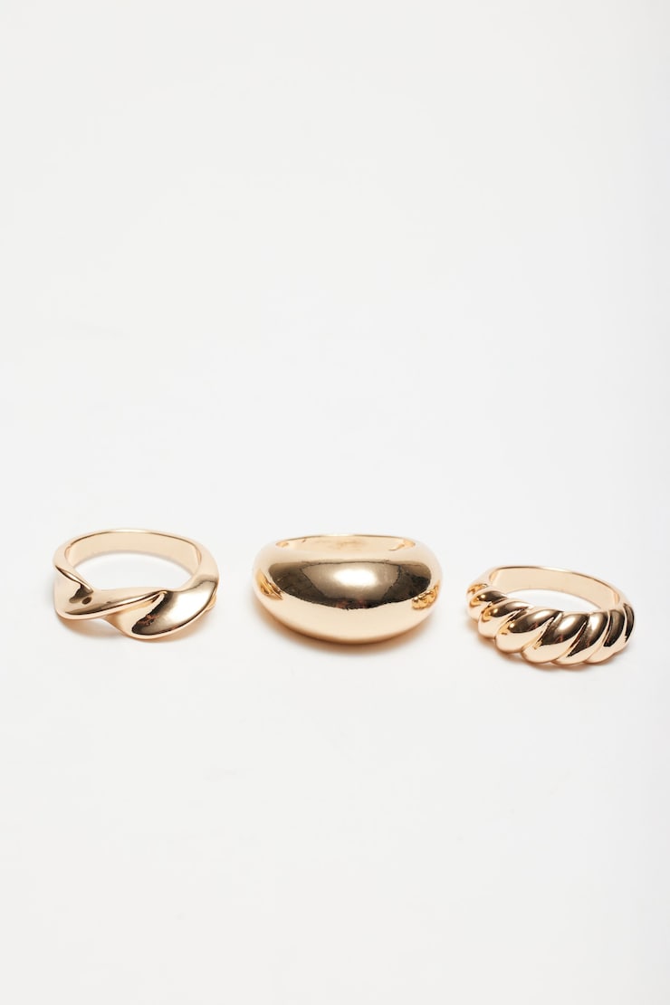 6-Pack Oversized & Twisted Rings Gold large