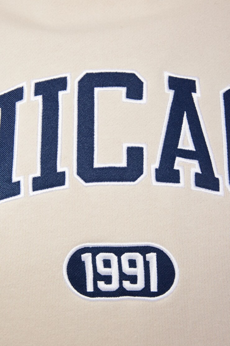 Oversized Classic Hoodie, Pebble Grey with "Chicago" Art, large