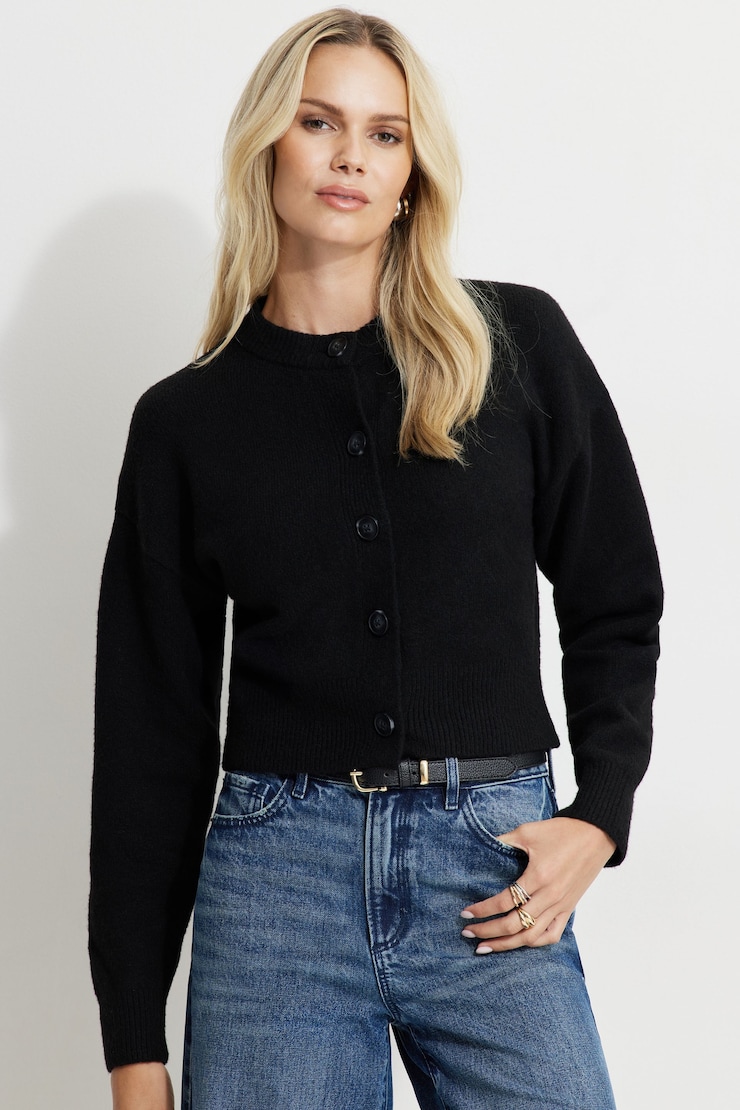 Heavenlyarn™ Catherine Crewneck Cardigan Jet Black large