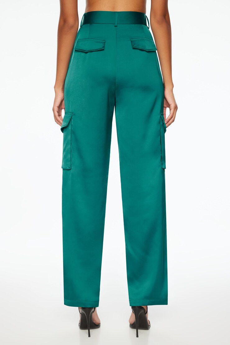 Izabel Satin Straight Leg Cargo Pants Shaded Spruce Green large