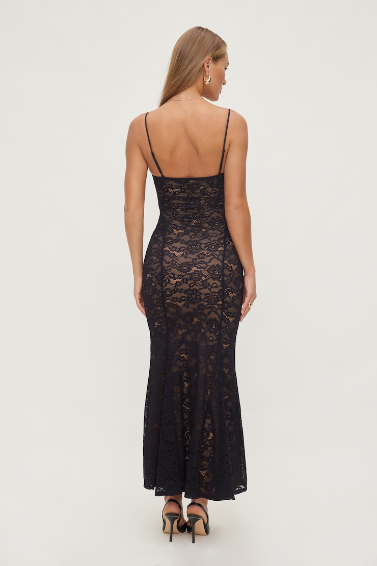 Monet Lace Overlay Maxi Dress Jet Black Lace large