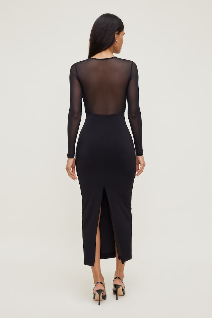 Sculpt Twisted Long Sleeve Maxi Dress Jet Black large