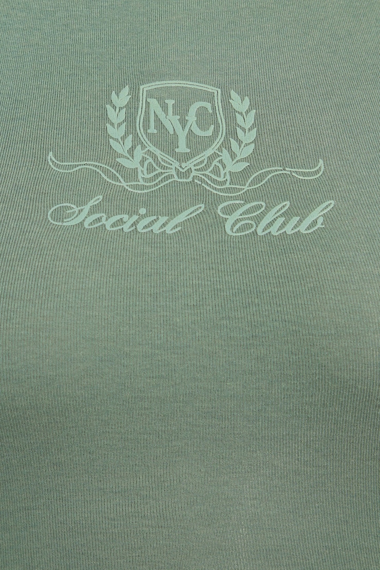 Stormi Tee, Ocean Green with "Social Club" Art, large