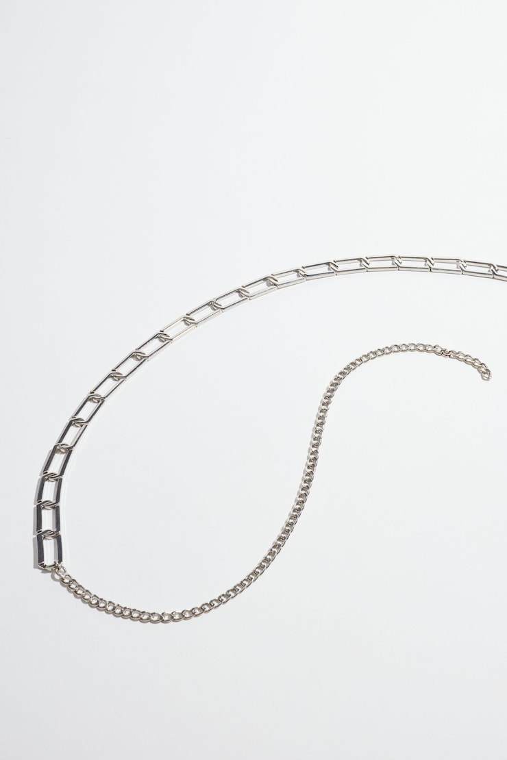 Flat Link Chain Belt  Silver large