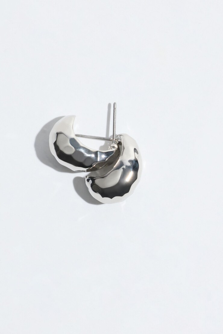 Mini Hammered Drop Earrings Silver large