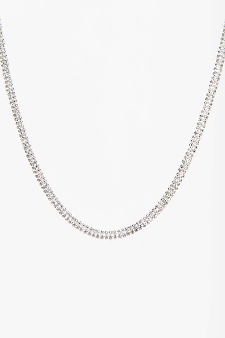 Baguette Choker Necklace Silver large