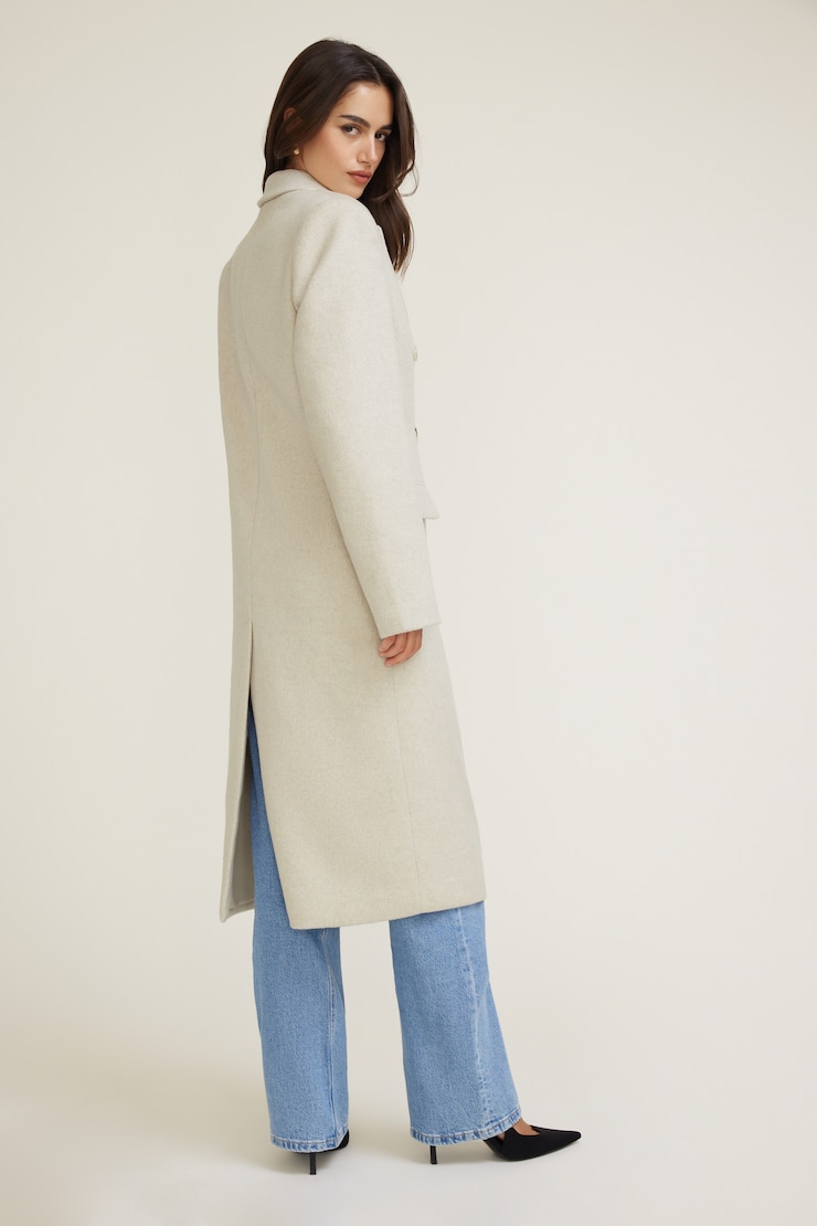 Oversized Double Breasted Wool Coat Light Oatmeal Beige large