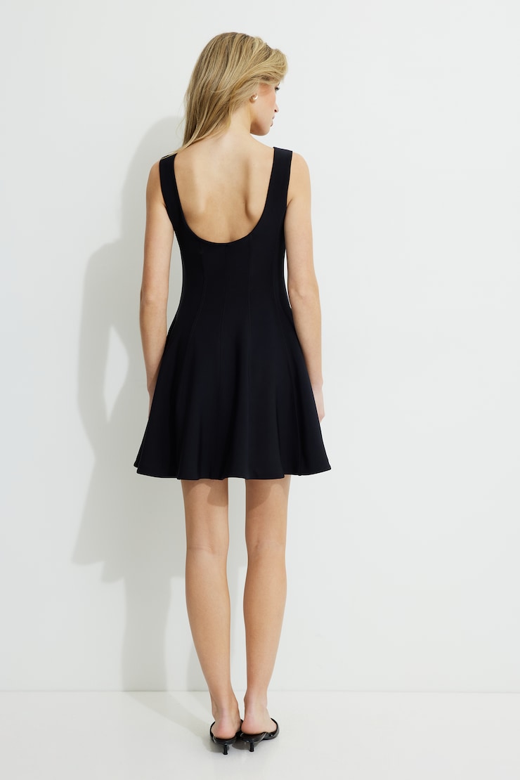 Cecelia Flared Mini Dress Jet Black large