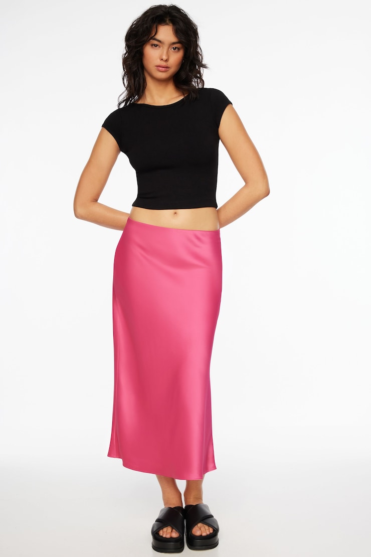 Melody Satin Slip Midi Skirt Gala Pink  large