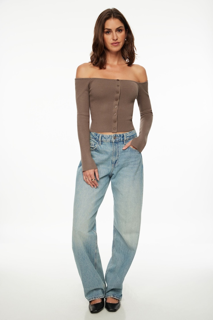 Alice Off Shoulder Cardigan Northwood Khaki large