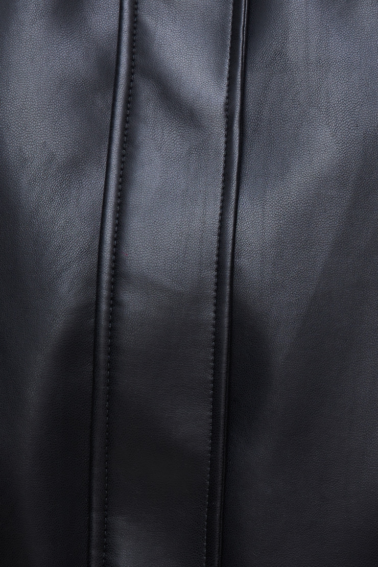 Oversized Faux Leather Bomber Jacket