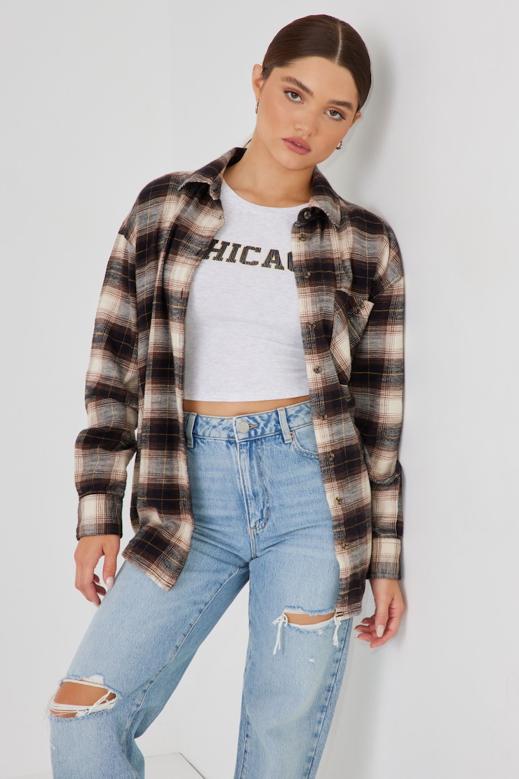 Parker Plaid Button-Up Shirt, Cocoa Brown Plaid, large