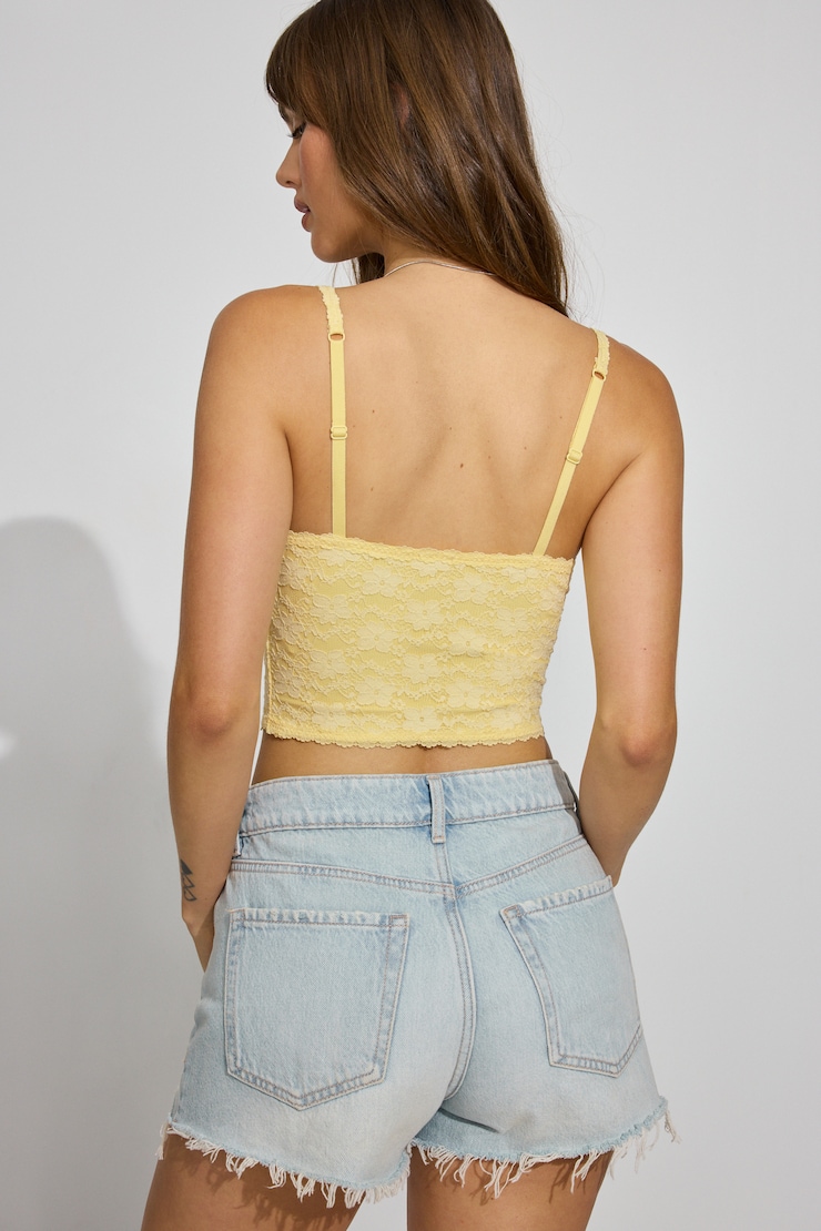 Lace Bustier Top, Anise Flower Yellow, large