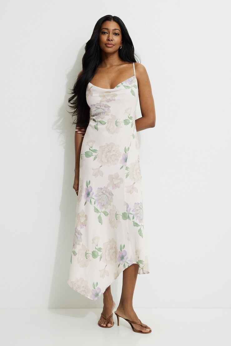 Celeste Asymmetric Maxi Slip Dress Light Pink Floral large