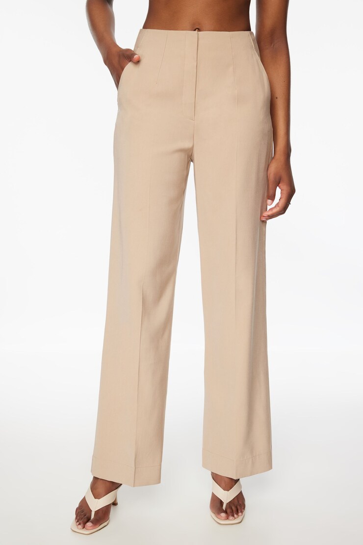 Yasmin Straight Leg Pants  Almond Tan Beige large