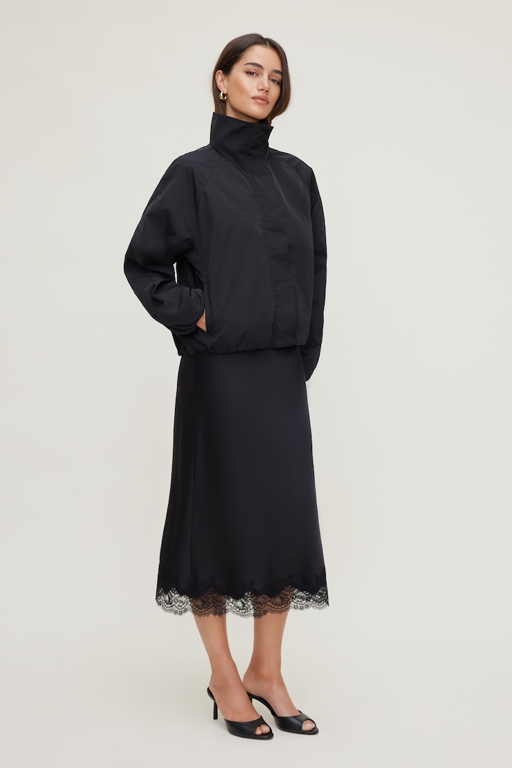 High Neck Wind Anorak Jet Black large