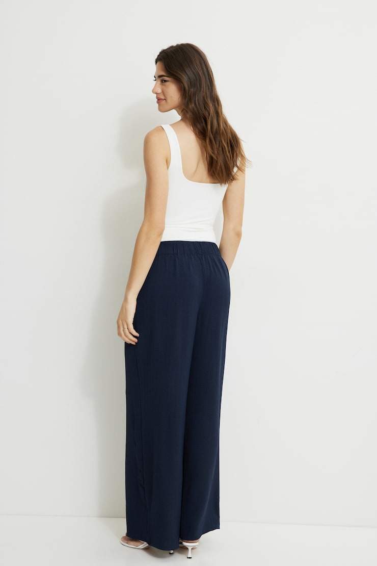 Pantalon à enfiler à jambe large Veston bleu marine large