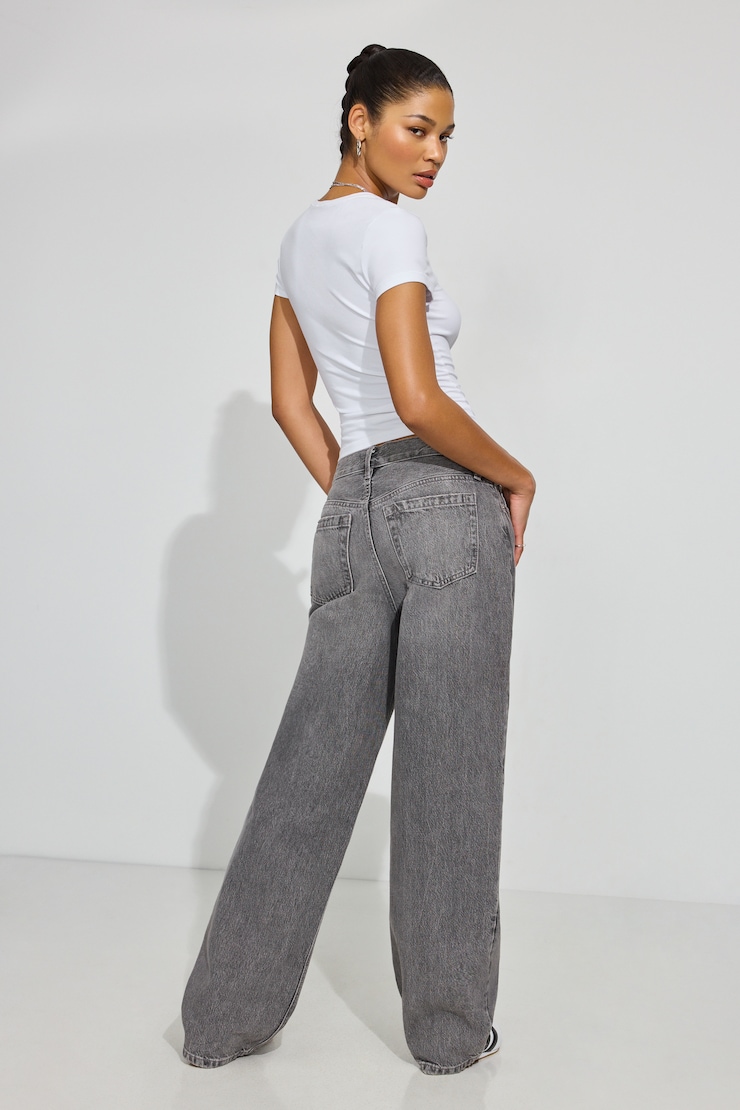 Low Rise Baggy Jeans, Ash Grey, large