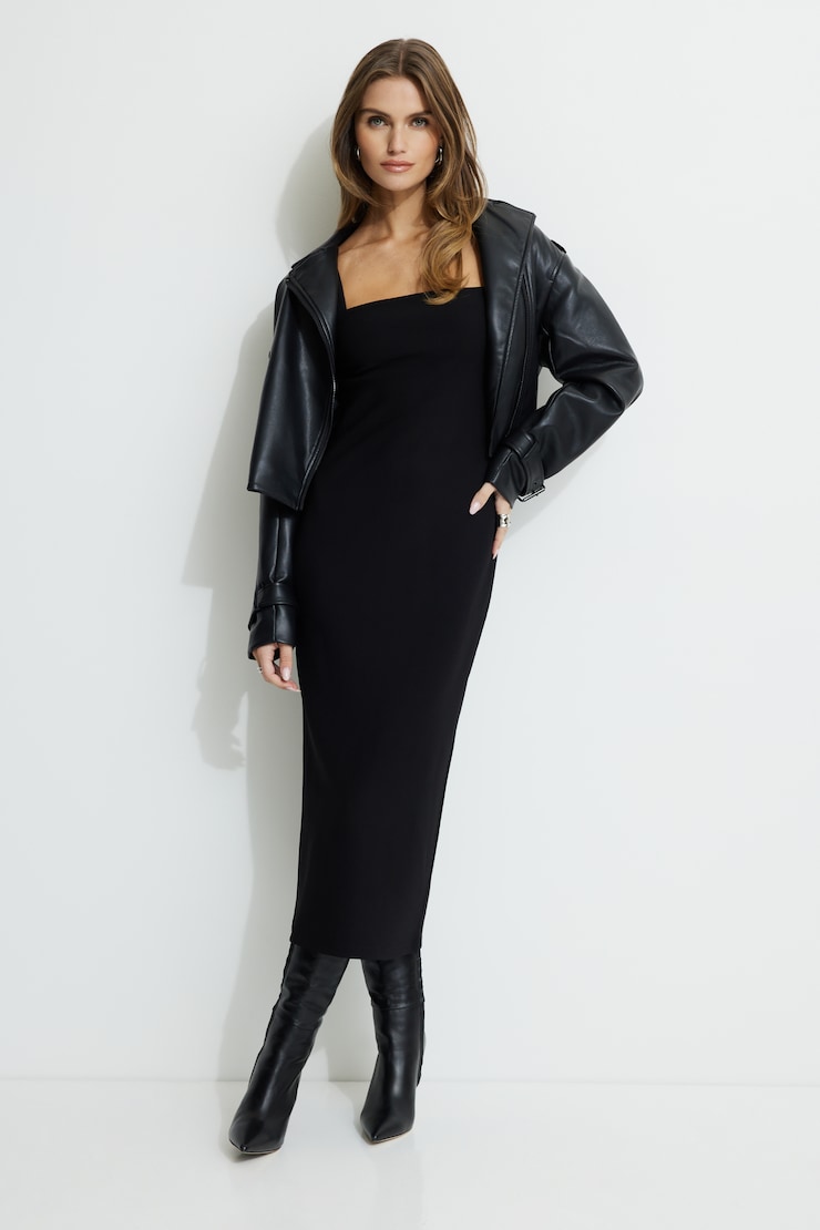 Shirred Mesh Mini Dress Jet Black large