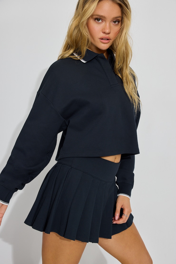 Pique Pleated Active Skort, Mariana Blue, large