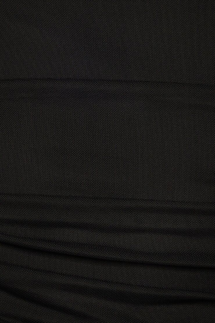 Ruched Mesh Top Jet Black large