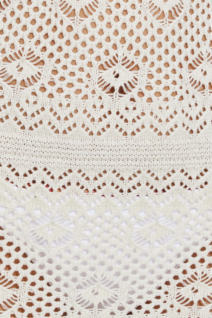 Crochet Scallop Edge Maxi Dress, Sea Salt Beige, large