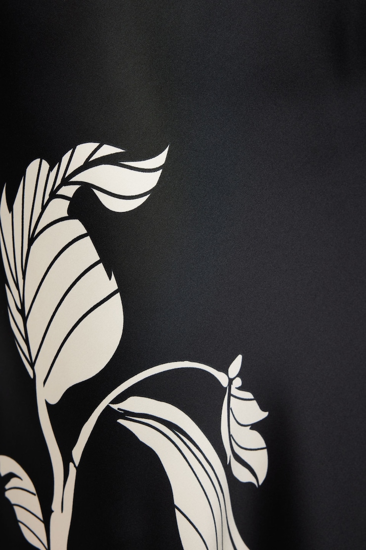 Cutout Slip Satin Maxi Dress Black & White Floral large