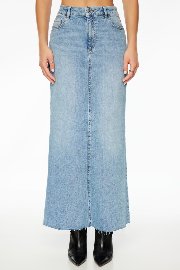 Denim Maxi Skirt Medium Indigo  large