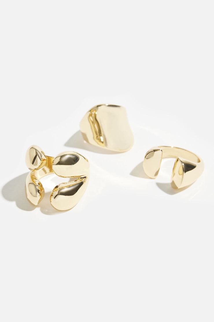 3-Pack Modern Open Rings Gold large