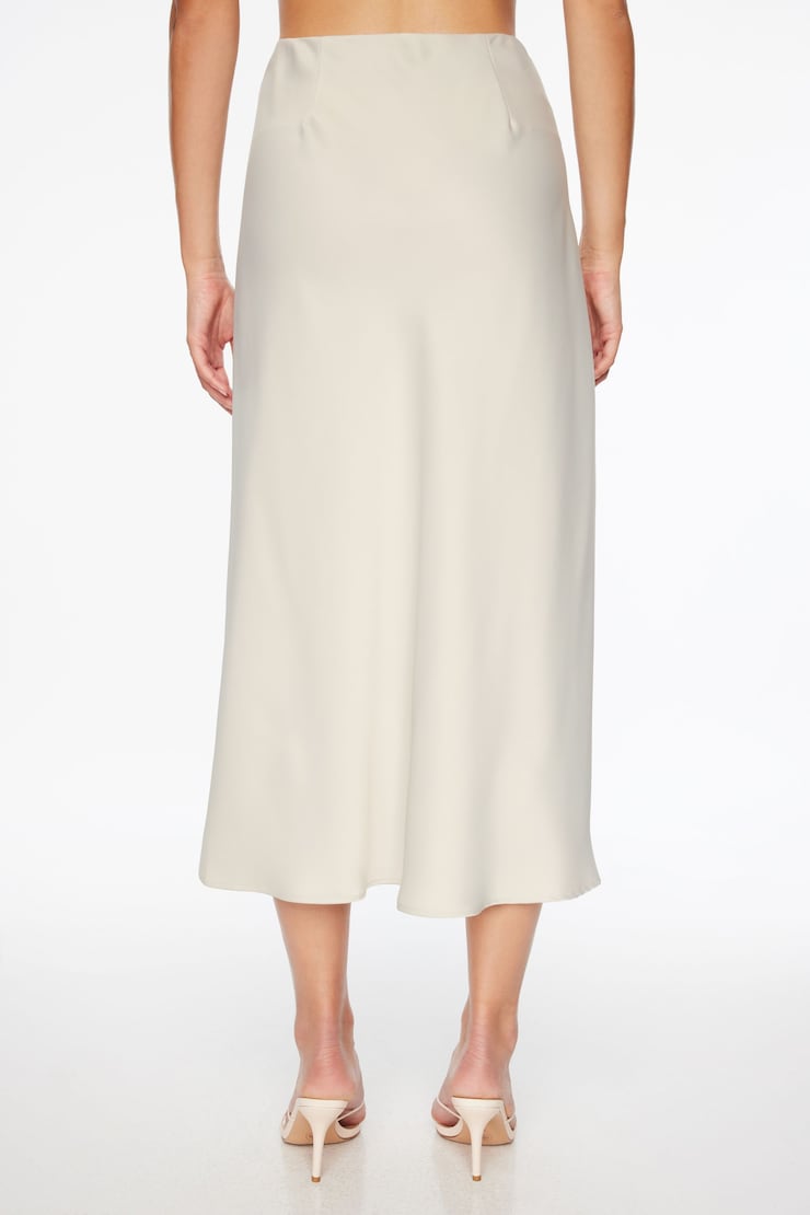 Melody Satin Slip Midi Skirt Pebble Gray  large