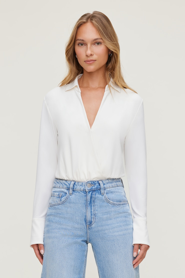 Sculpt Collared Bodysuit Sea Salt Off White large