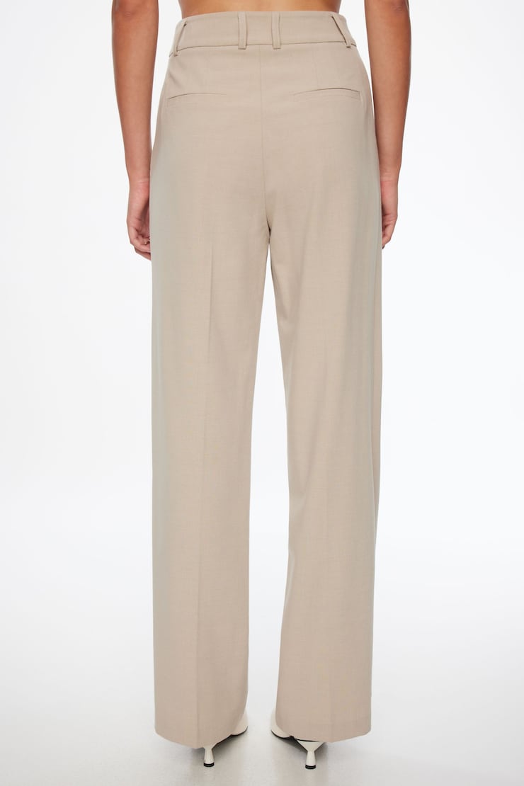 Sofia Pleated Straight Pants Mocha Cream Beige large