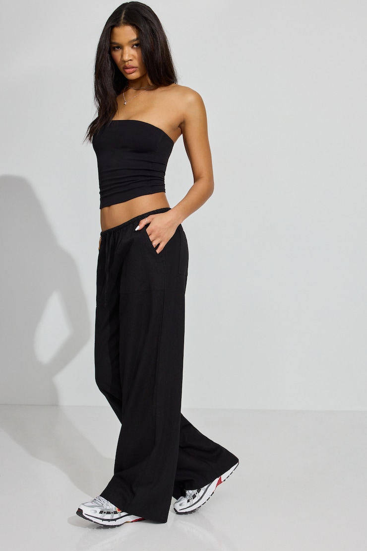 SoftTerry Wide Leg Sweatpants, Jet Black, large