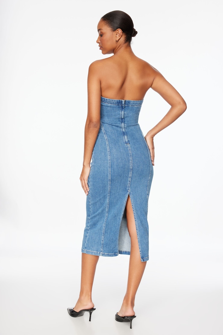 Denim Midi Tube Dress Indigo/Medium Light large