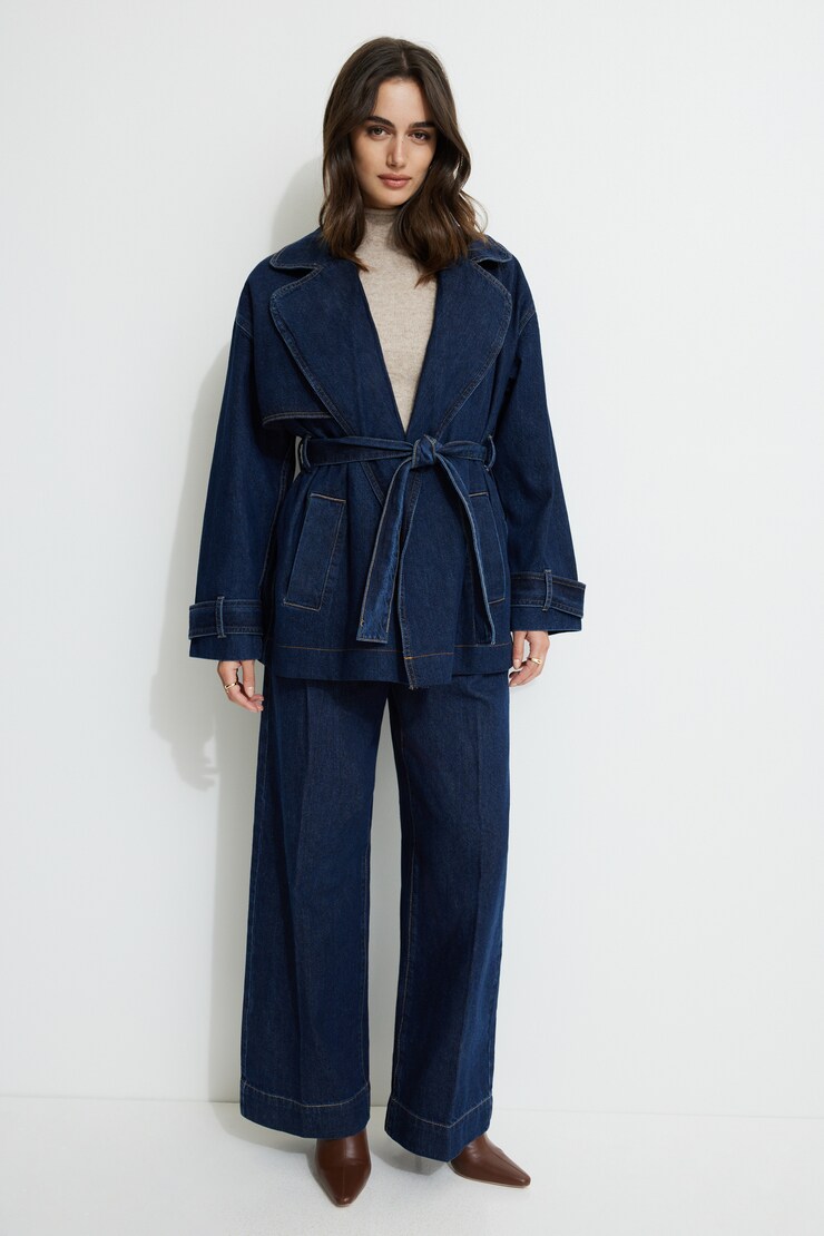 Trench écourté en denim Pagosa large