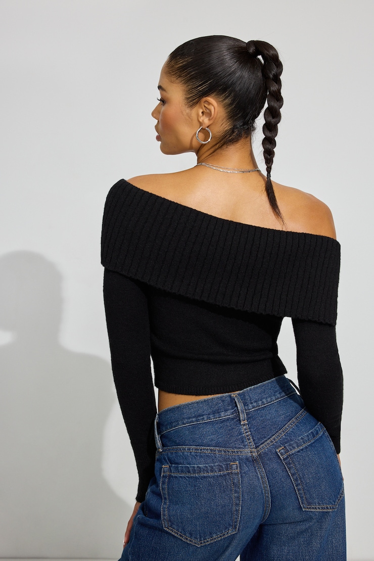 Spongy Off Shoulder Sweater