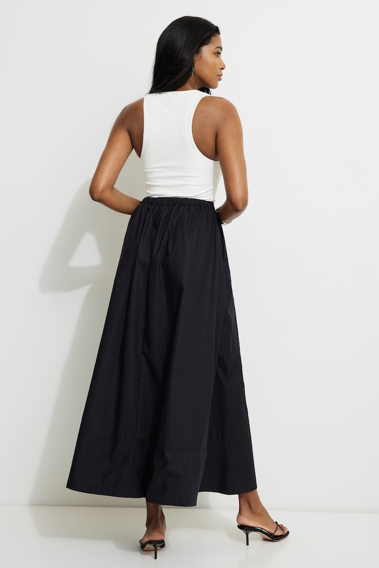 Jupe maxi volumineuse en popeline Lily Noir encre large