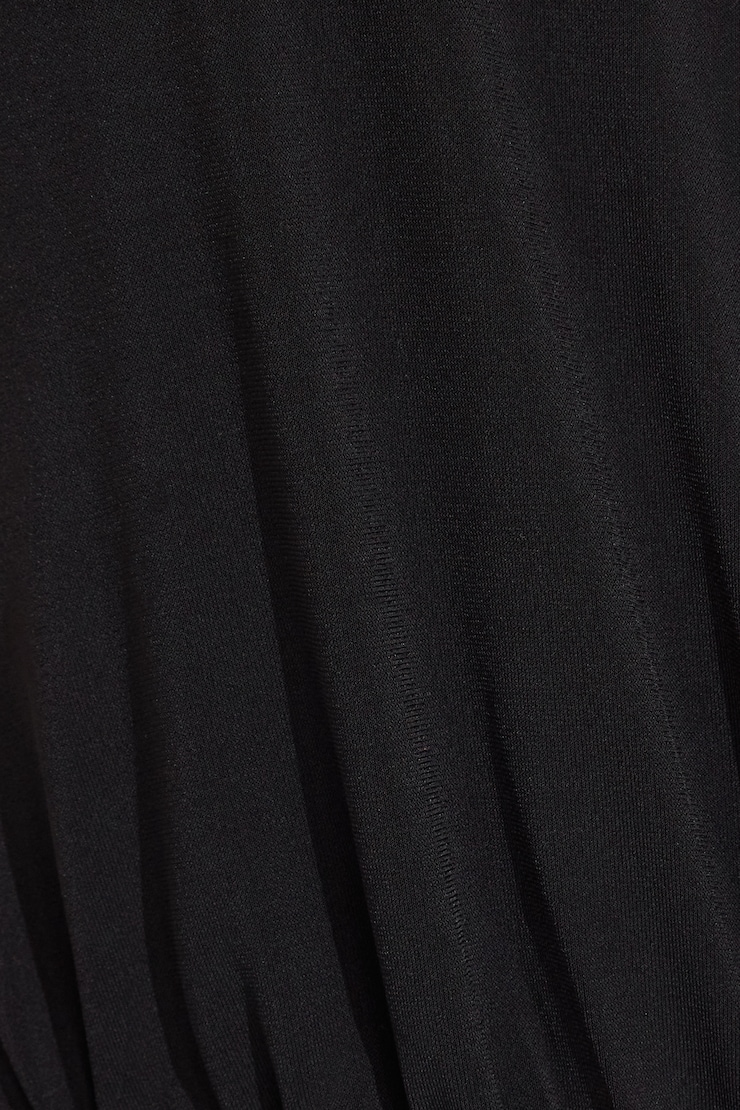 Deep Plunge Pleated Bodysuit, Jet Black, large