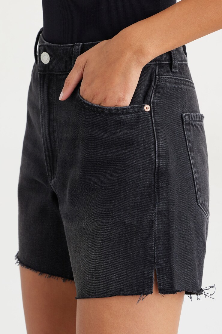 Gabi Mid Thigh Jean Shorts Black Dark large