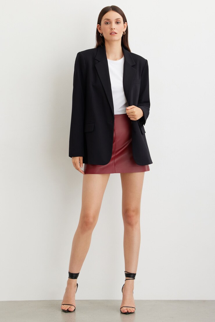 Susie Mini Faux Leather Skirt Sun-Dried Tomato large