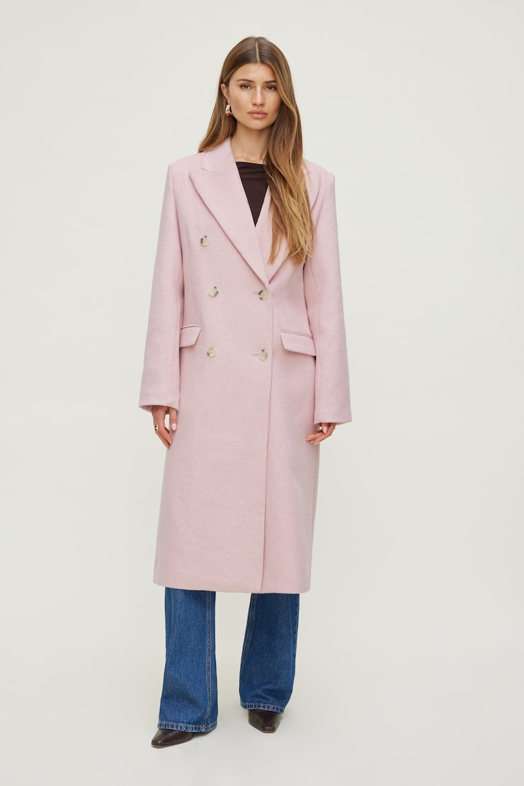 Oversized Double Breasted Wool Coat Pink | Dynamite