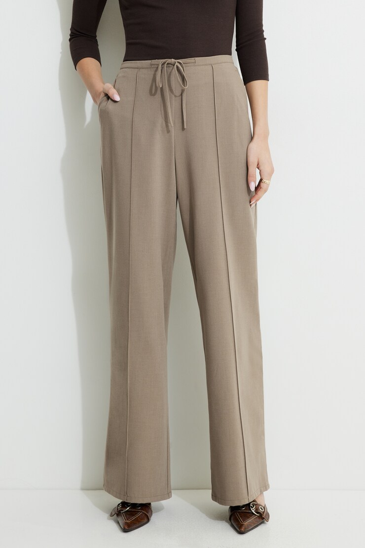 Drawstring Wide Leg Pants Chalet Brown Melange large