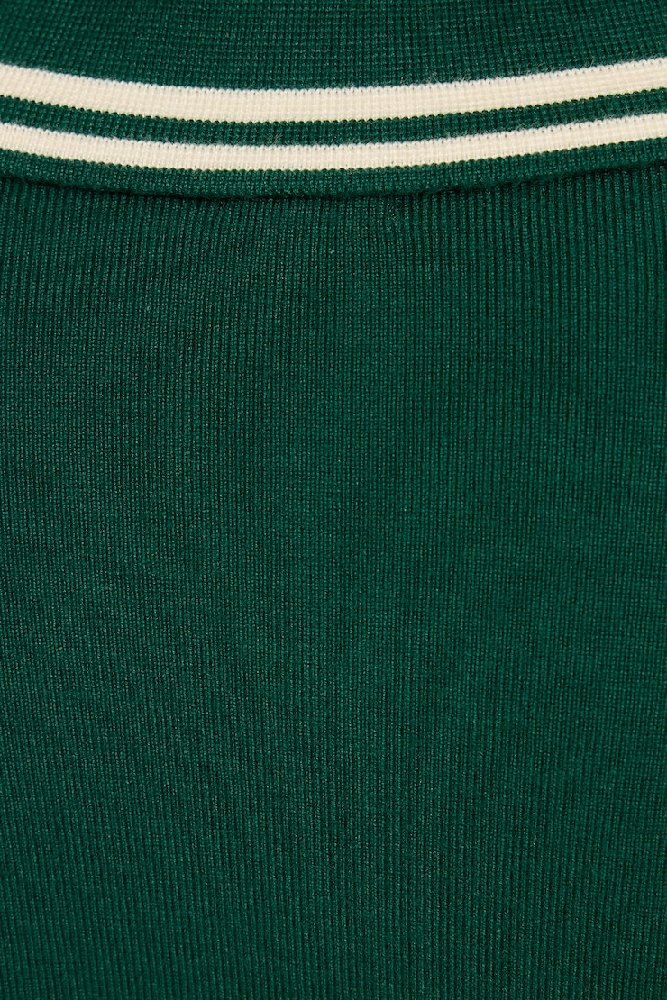 Cropped Boxy Polo Top, Rain Forest Green/Snow White, large