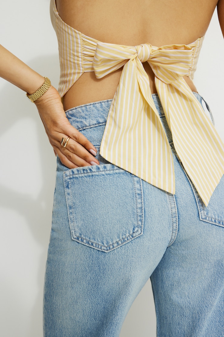 Haut licou en popeline à dos ouvert