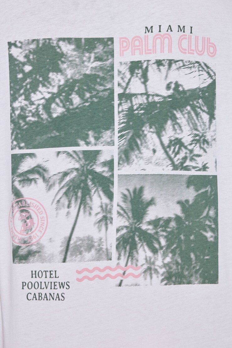 Ex Boyfriend Tee, Bright White with "Miami Palm Club" Art, large