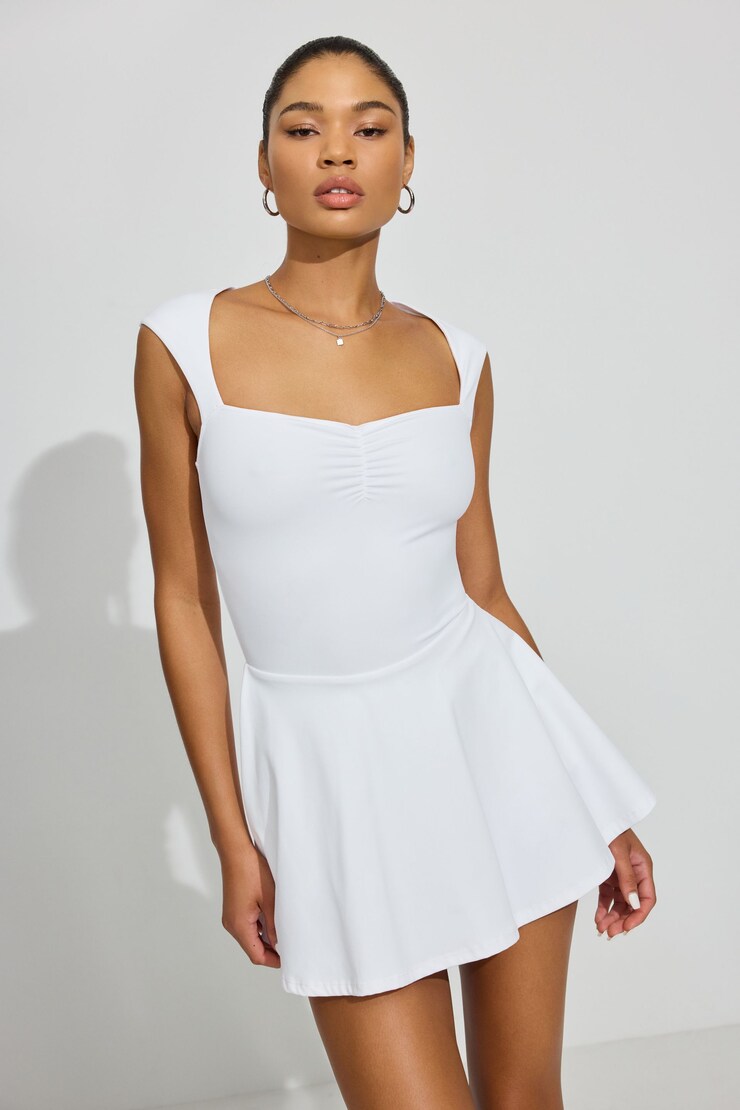 Talina Tie Back Dress, Bright White, large