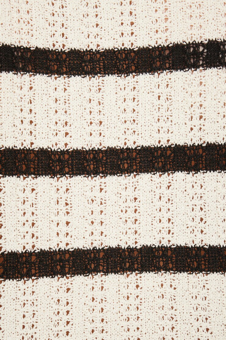Crewneck Crochet Top White & Black Crochet Stripe large