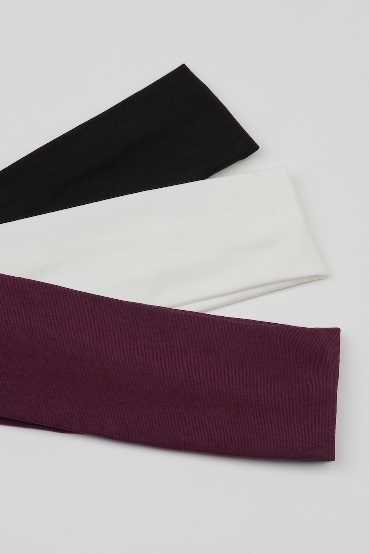 Set of 3 Stretchy Headbands, Fig Fantasy Maroon/White/Black, large
