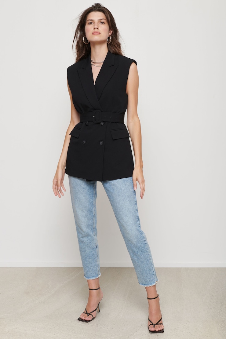 Billie Sleeveless Belted Vest Jet Black large
