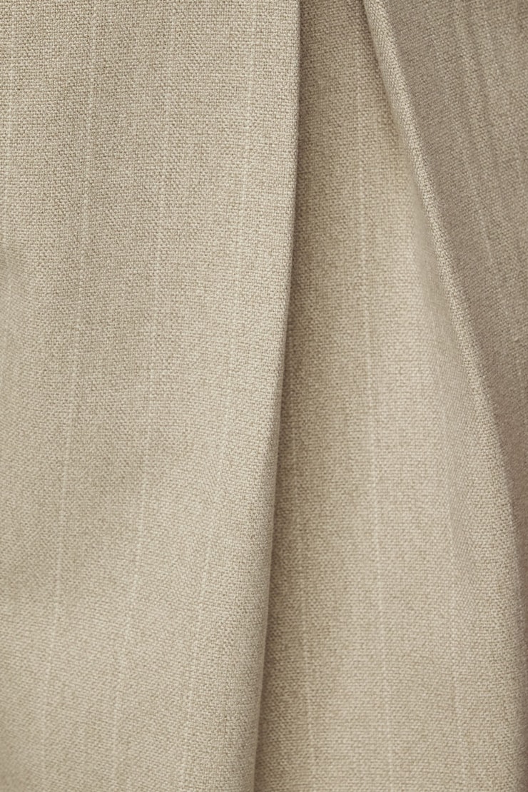 Pleated Pinstripe Wide Leg Pants Beige Pinstripe large